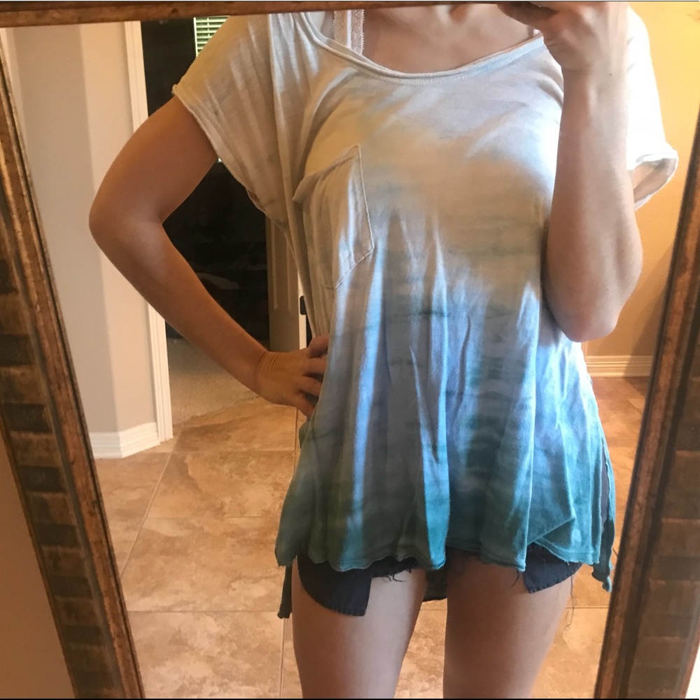 Free People Ombré Tie Dye Open Back Boho Tunic Top